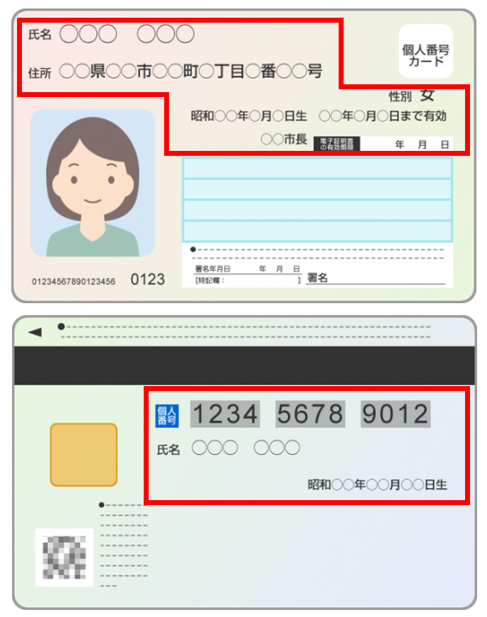 墨消し前の個人番号カード見本